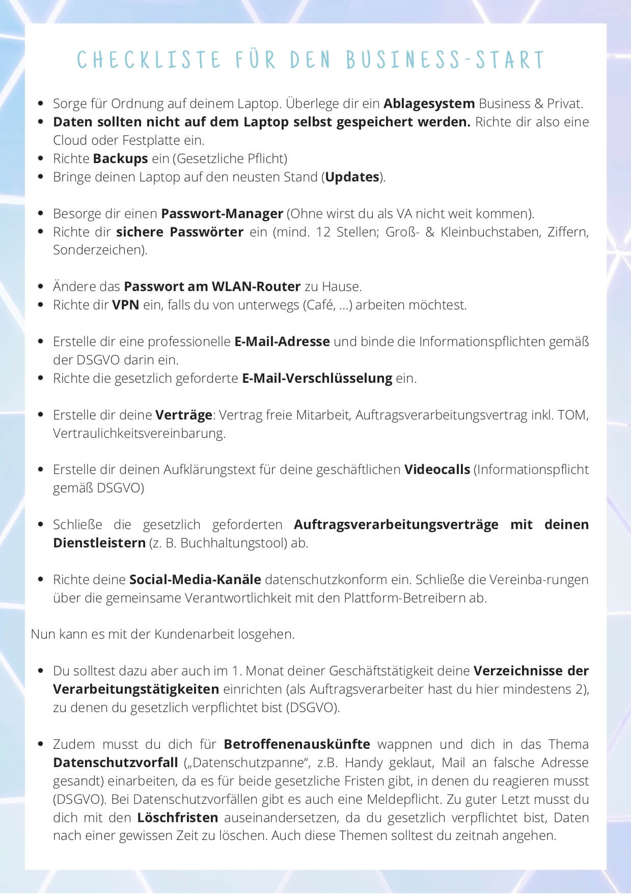 Datenschutz Checkliste